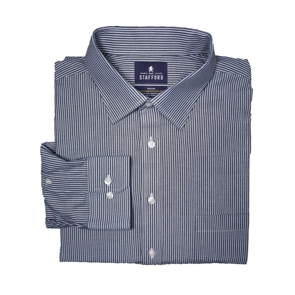 Stafford Black & White Long Sleeve Dress Shirt
